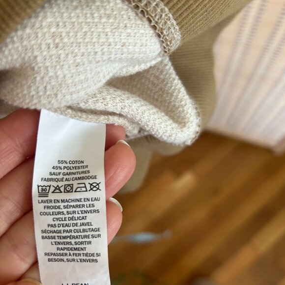 Vintage L.L. Bean Beige Shawl Collar Sweater XXL Reg Cotton-Blend Button Pullove - Picture 4 of 9